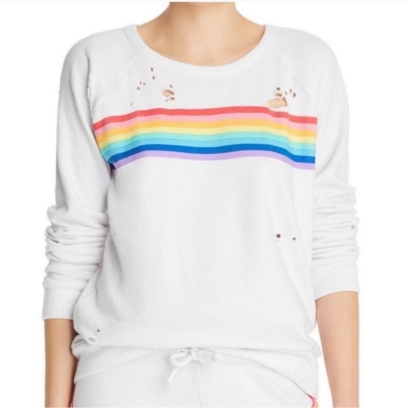 Chaser white with rainbow stripe sweatshirt Large - Picture 5 of 5